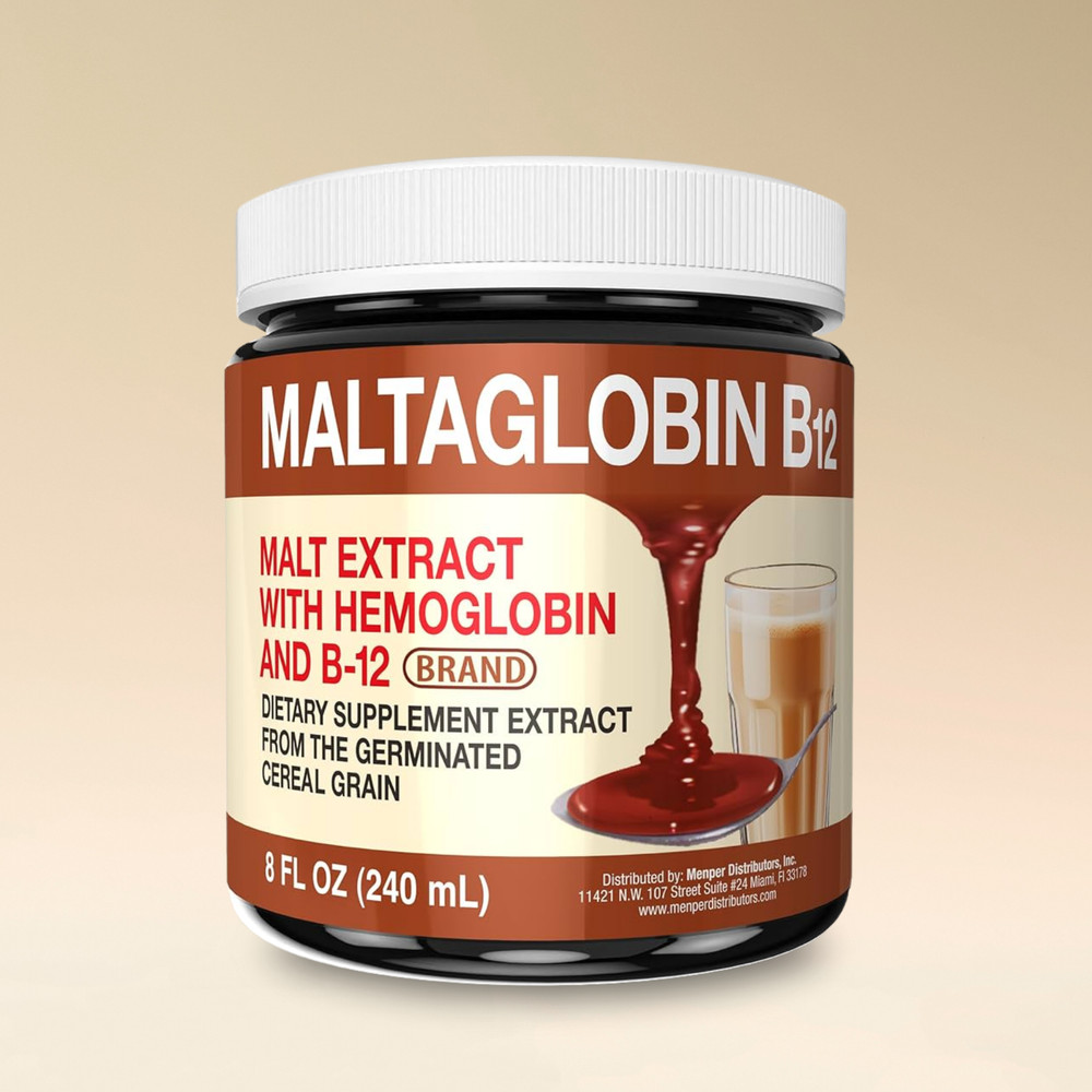 Menper Maltaglobin B12, 8oz – Malt Extract with Iron & Vitamins