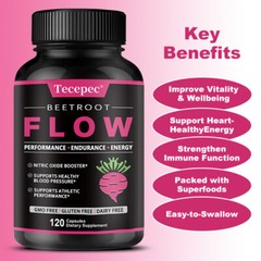 Organic Beet Root Powder 1300mg Per Serving,NITRIC OXIDE BOOSTER-60Caps*2bottles