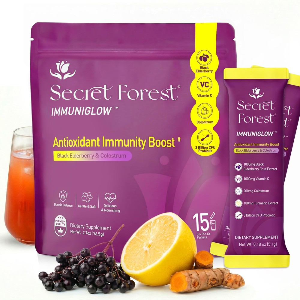 Secret Forest ImmuniGlow, 1000mg Vitamin C, 15 Servings, Berry Red