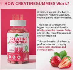 Creatine Monohydrate Gummies Strawberry 90 ct – LOT OF 4 – Noavii expire 05/2027