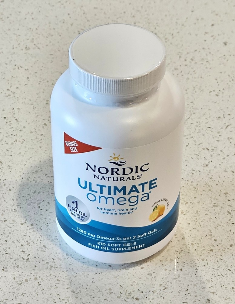 *2028-04* Nordic Naturals Ultimate Omega, Lemon Flavor – 210 Soft Gels – 1280mg