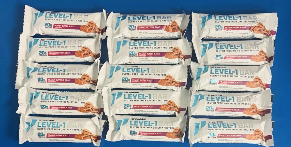 (15) 1st Phorm Level-1 Bar Peanut Butter & Jelly 2oz. Bulk Lot BB: 11/26