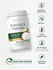 Probiotic and Prebiotic Powder | 4.76 Oz | 20 Billion CFU | by Carlyle