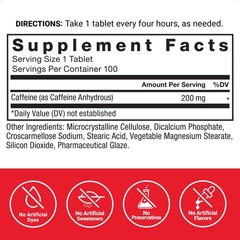 Force Factor Caffeine Pills 200mg, Boost 100 Count (Pack of 1), No Color