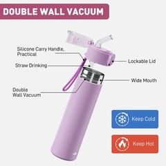 9oz Small Water Bottles with Straw, Mini Bottle 9.1 Ounces, Lilac