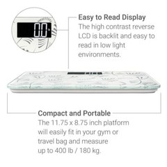 Compact Digital Bathroom Travel Scale 400 lb Capacity Small Platform Battery
