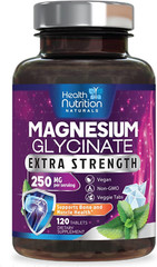 Magnesium Glycinate 250 Mg – Natural, High Absorption Magnesium Tablets Chelated