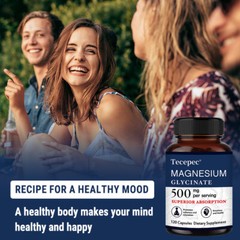 Magnesium Glycinate 500mg Supplement For Stress Calm Sleep Muscle 120 Pills