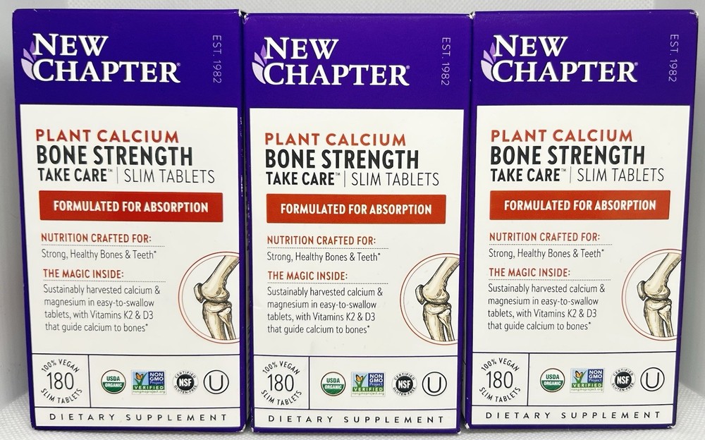 3x New Chapter Plant Calcium Bone Strength(3×180=540 Slim Tablets)🌱Vegan NONGMO