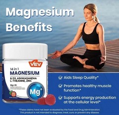 VEV 14-in-1 Magnesium Gummies – Including Ashwagandha, L-Theanine, & Zinc