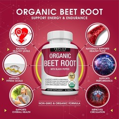 Toplux Organic Beet Root Powder Tablets – Natural Nitric Oxide Beets to Support