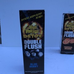 High Voltage Double Flush – one Tropical Orange plus one blue berry– 16oz Liquid