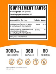 BulkSupplements HMB (β-Hydroxy β-Methylbutyrate) Capsules – 3000mg Per Serving