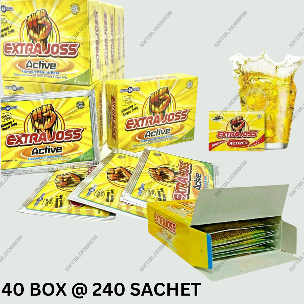 EXTRA JOSS 40 Box (240 SACHETS) Energy Drink Powder Sugar Free Boost Stamina