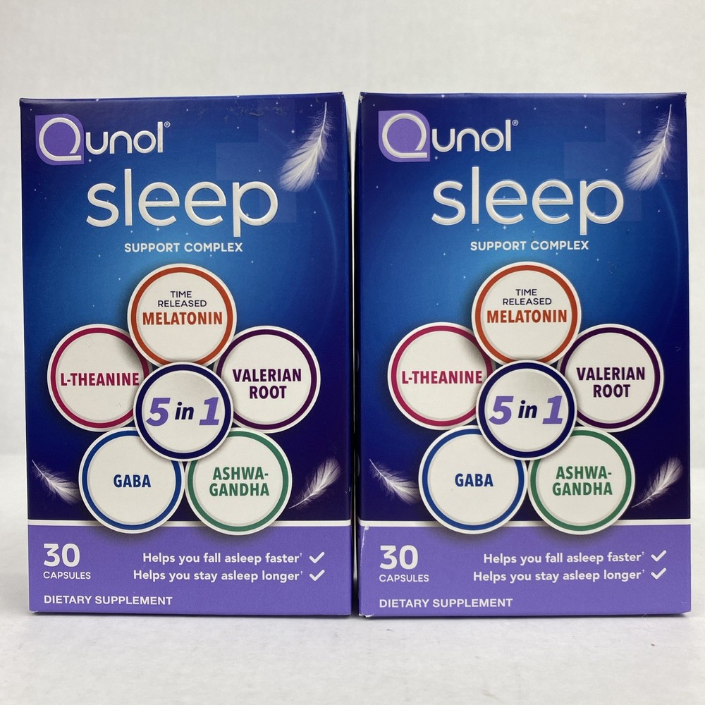 2X Qunol Sleep Support Complex 5:1 Time Release MELATONIN GABA 30ct Exp 2/27 LOT