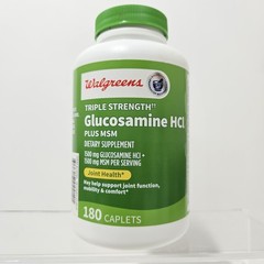 Walgreens Triple Strength Glucosamine HCI+MSM Joint Health 180 Caplets Exp 07/28