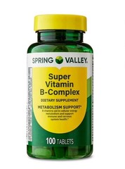 Spring Valley Super Vitamin B-Complex Tablets Dietary Supplement, 100 Count