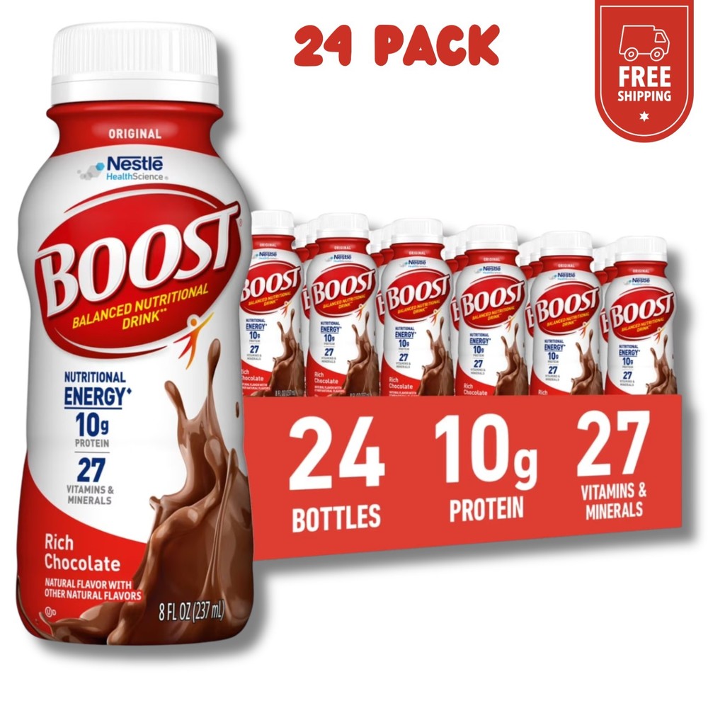 BOOST Original, Nutritional Drink, Rich Chocolate, 10g Protein, Pack24 – 8 fl oz