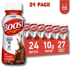 BOOST Original, Nutritional Drink, Rich Chocolate, 10g Protein, Pack24 – 8 fl oz