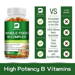 Vitamin B Complex – B Vitamins Whole Food Supplement 120 Capsules Immune Boost