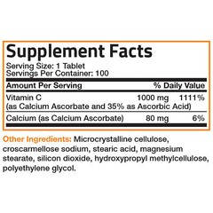 Bronson Vitamin C 1,000 mg Buffered with Calcium Ascorbate, 100 Tablets