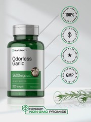 Odorless Garlic Pills 3600 mg | 250 Softgels | Ultra Potent | by Horbaach