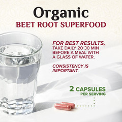 Beet Root Capsules – 1300mg per Serving – Extra Strength Organic Beetroot Powder