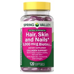 (3 pack) Spring Valley Extra Strength Hair Skin, 5000 Mcg Biotin, 120 Count