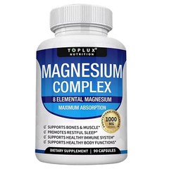 Magnesium Complex 1000mg, 8 Elemental Magnesium, Gluten Free- Non-GMO