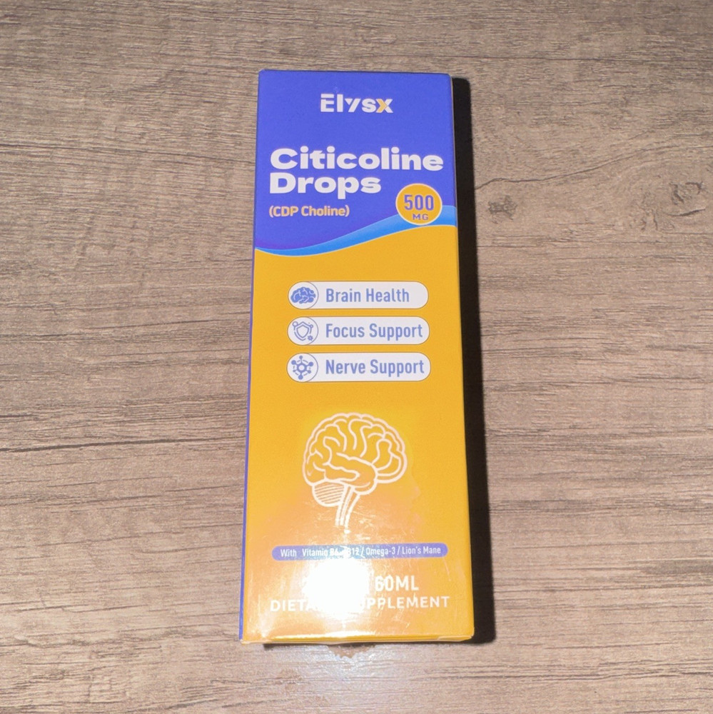 Elysx Citicoline (CDP Choline) Drops 500mg Brain Health Focus Nerve 60mL