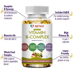 2 Packs Vitamin B Complex with B1, B2, B3, B5, B6, B12 – Natural High Potency-US
