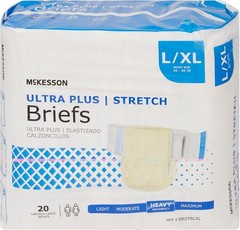 McKesson Ultra Plus Stretch Briefs, [80 Count], L/XL, 48-66 in. Incontinence A