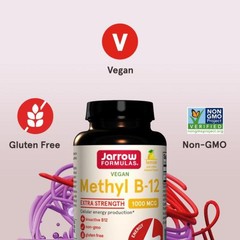 Jarrow Formulas Extra Strength Methyl B-12, Dietary Supplement for Cellular Ener