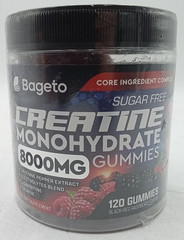 Bageto Creatine Monohydrate Gummies 8000mg 120ct Complex BlackRedRaspberry Ex927