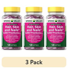 (3 pack) Spring Valley Extra Strength Hair Skin, 5000 Mcg Biotin, 120 Count