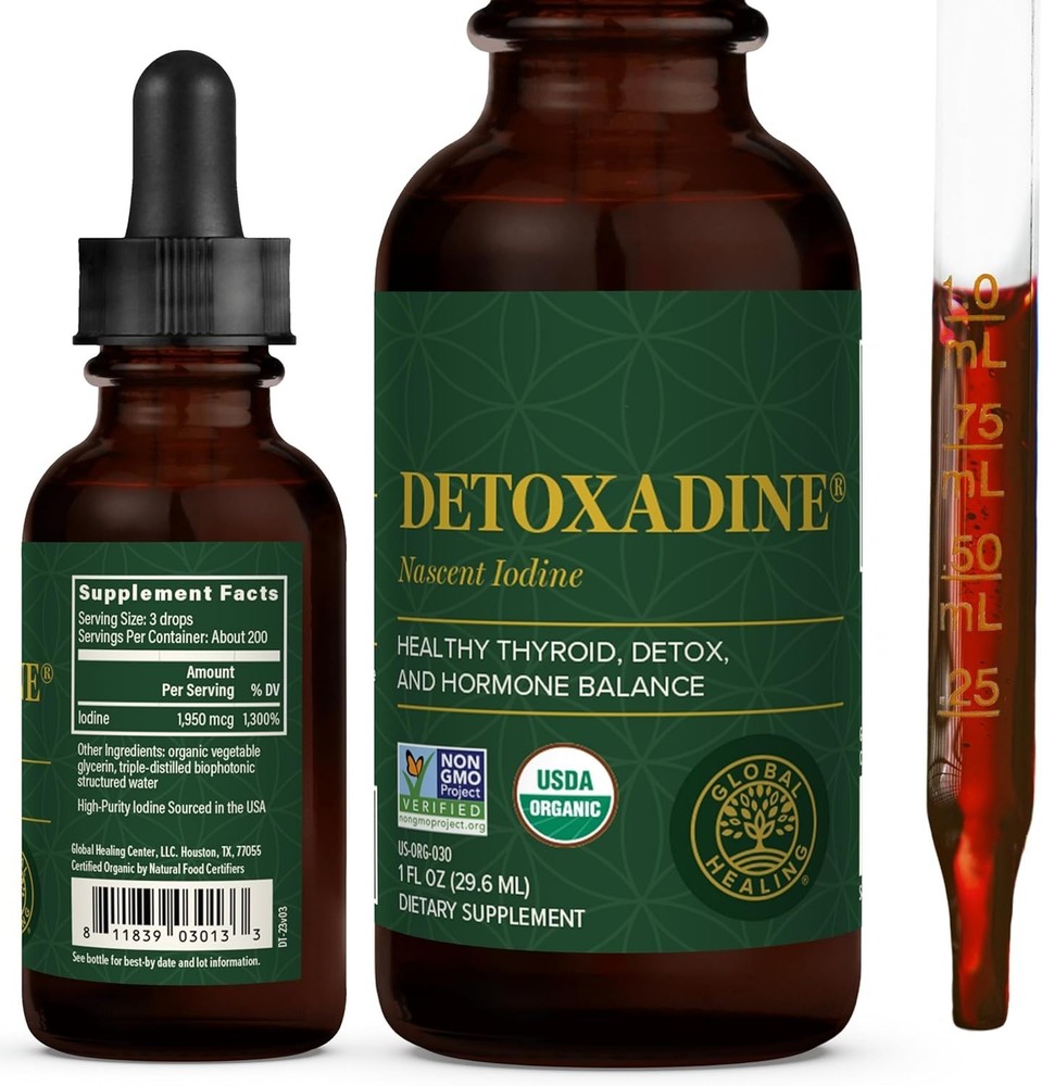 Global Healing Detoxadine, Organic Nascent Iodine Supplement For Thyroid Support