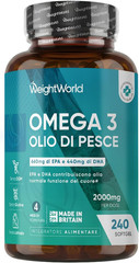 Omega 3 Olio Di Pesce Da 2000Mg, 660Mg EPA E 440Mg DHA, Integratore Omega3 Fish