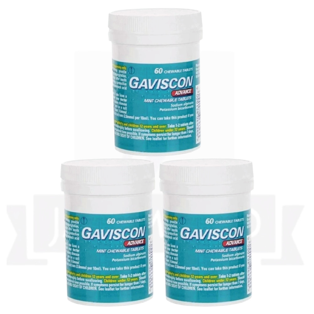 Gavscon Advance Chewable Mint Tablet 60ct PACK OF 3
