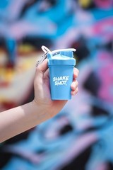 Shake Shot – Blue – 4oz Mini Shaker Bottle for Pre Workout, Creatine
