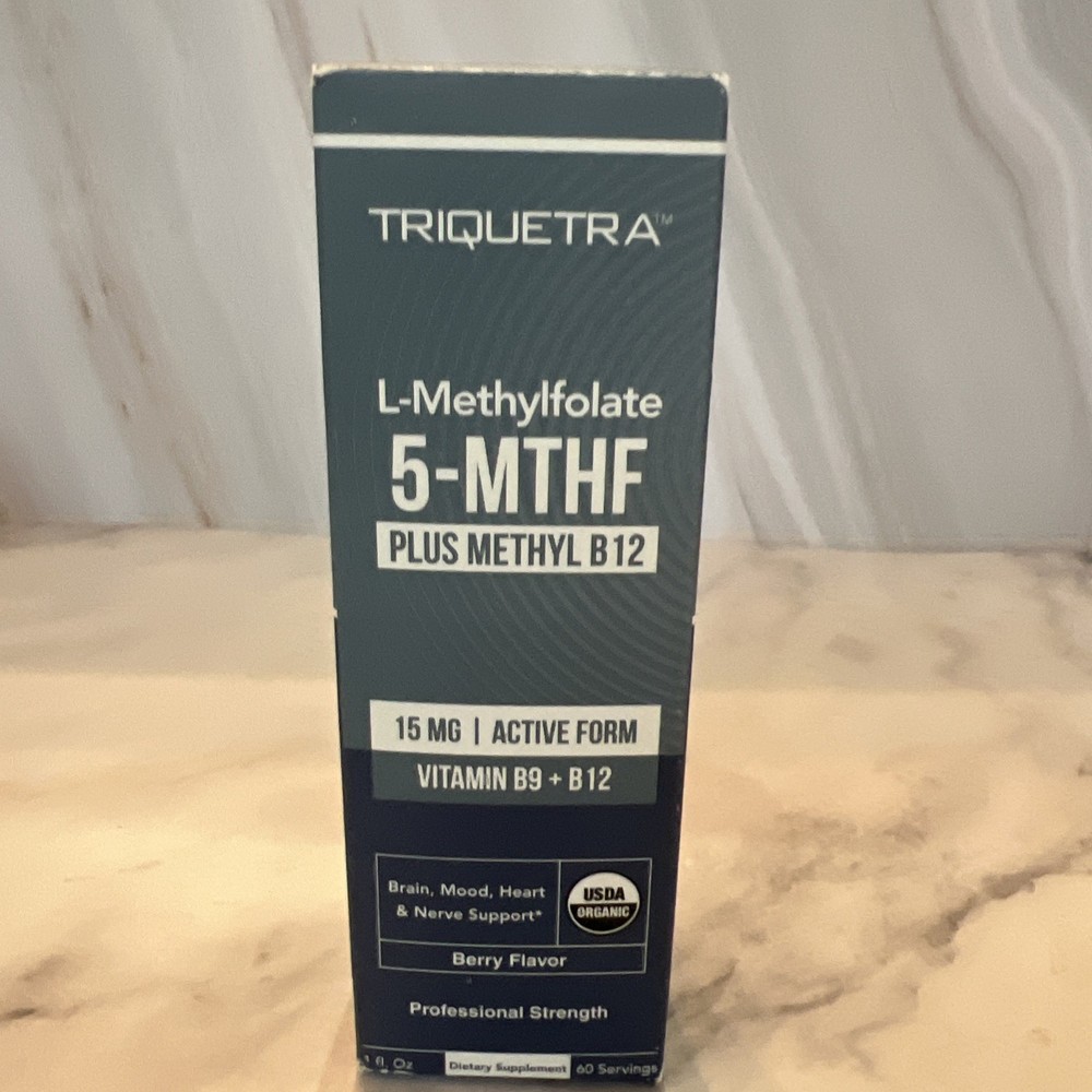 Triquetra 5-MTHF L-Methylfolate + Methyl B12 Liquid 60 Servings Sealed Berry Fla