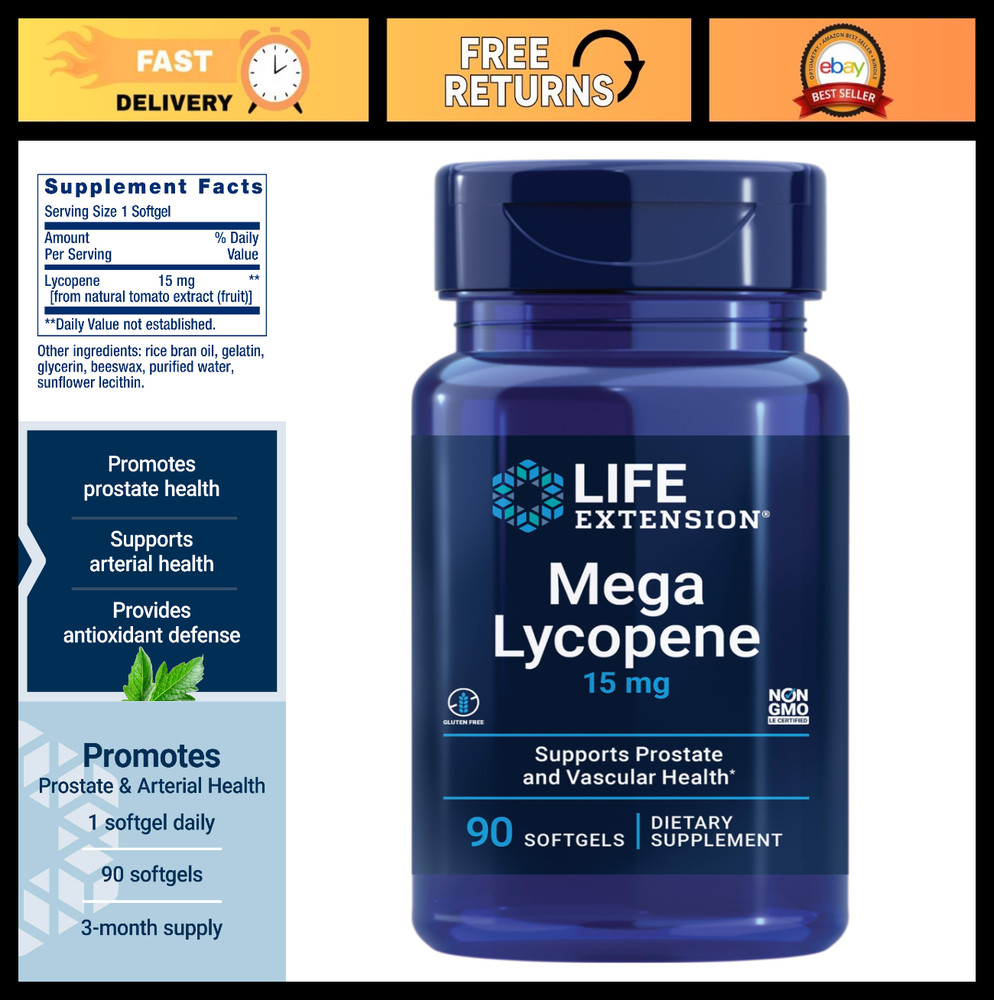 Mega Lycopene Softgels for Prostate & Arterial Health, Antioxidant Defense, Glut