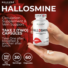 HALLOSMINE 300 Mg – Circulation and Vein Support – Support for Healthy Legs – 60