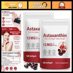 Astaxanthin 12mg Softgels – 240 Count, Antioxidant for Eye, Joint, Skin Health
