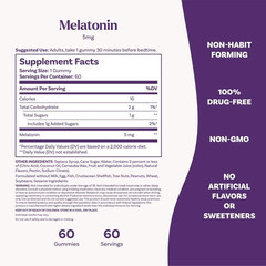 Natrol® Melatonin Gummies, Sleep Support for Adults, Strawberry Flavor, 5 mg, 60