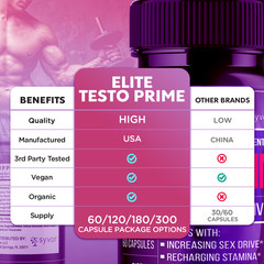(3 Pack) Elite Testo Prime Male Pills Advanced Formula Supplement 180 Capsules
