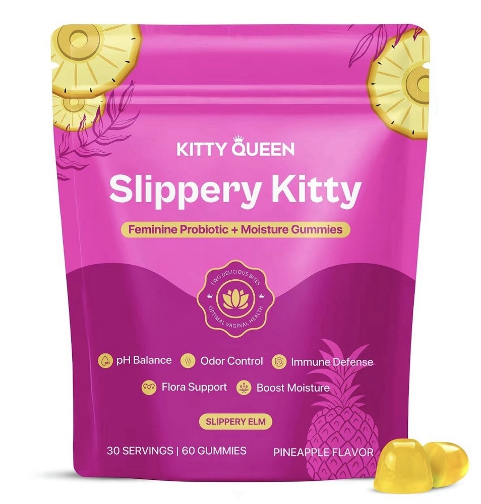 KITTYQUEEN Slippery Kitty Feminine Probiotic Pineapple 60 Gummies Exp 09/27