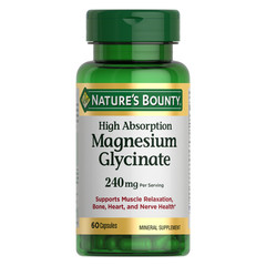 Nature’s Bounty High Absorption Magnesium Glycinate Supplements, 240mg, Supports