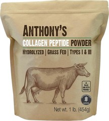 Anthony’s Collagen Peptide Powder, 1 lb, Pure Hydrolyzed, Gluten Free, Keto and