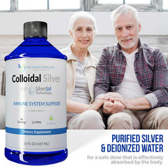 Colloidal Silver Liquid – 12 PPM Premium Silver Solution, 60 MCG per Serving, Al