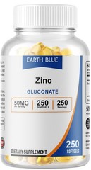Zinc Gluconate 250 Vegetarian Softgels (50mg) Gluten Free and Non-GMO